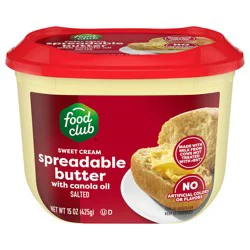 Food Club Sweet Cream Spreadable Butter with Canola Oil 15 oz