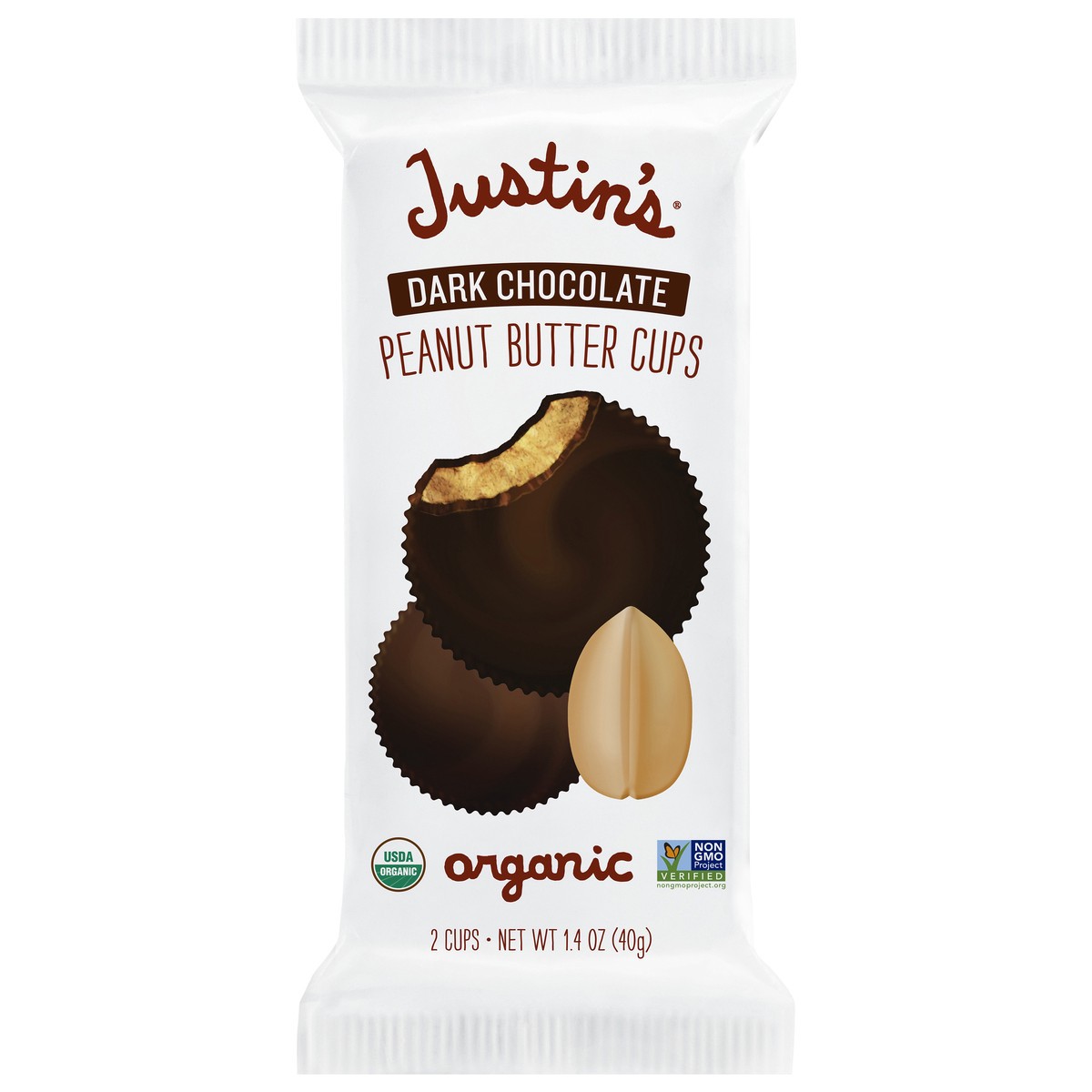 slide 1 of 12, Justin's Dark Chocolate Peanut Butter Cups - 2 ct, 2 ct