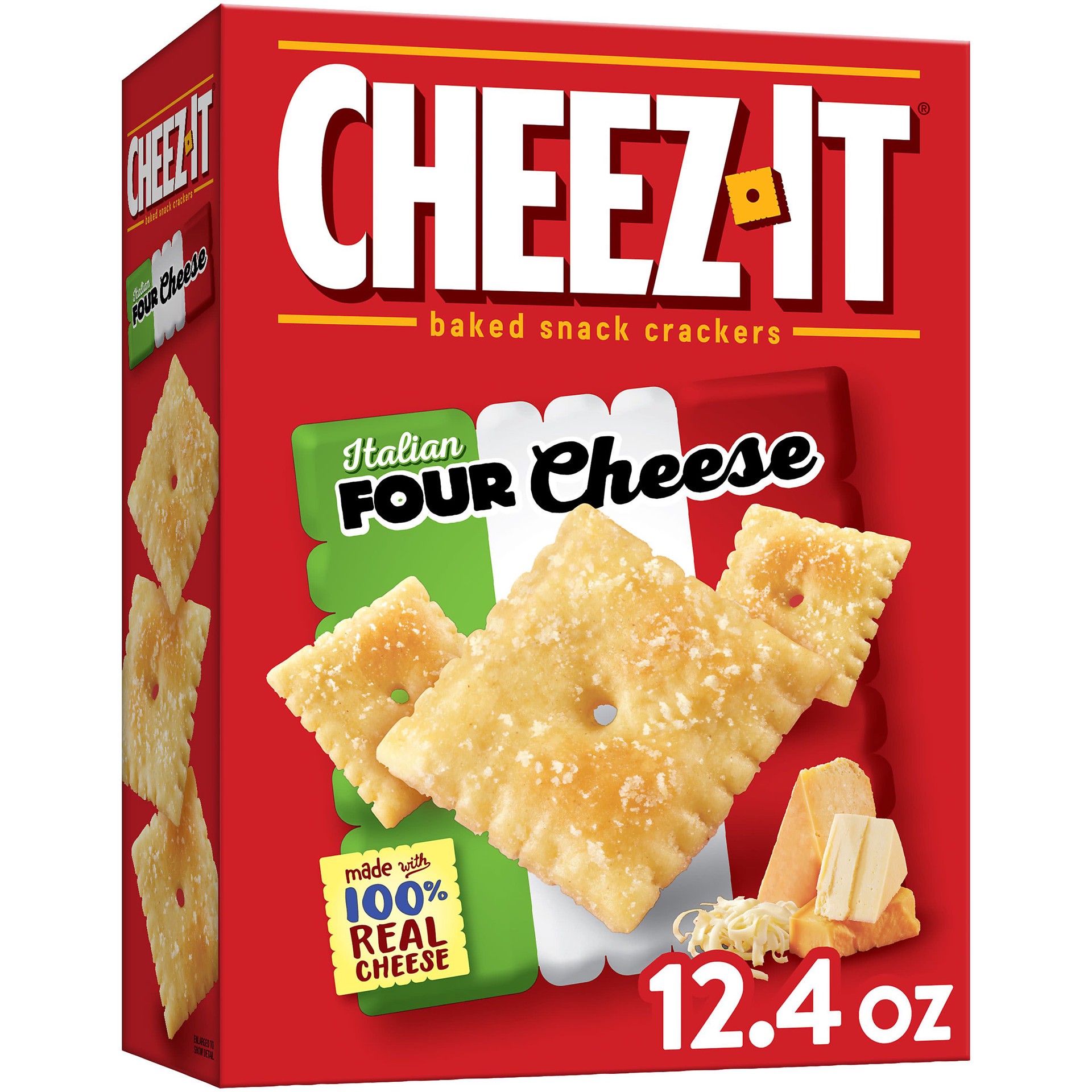 slide 1 of 8, Cheez-It Cheese Crackers, Baked Snack Crackers, Office and Kids Snacks, Italian Four Cheese, 12.4oz Box, 1 Box, 12.4 oz