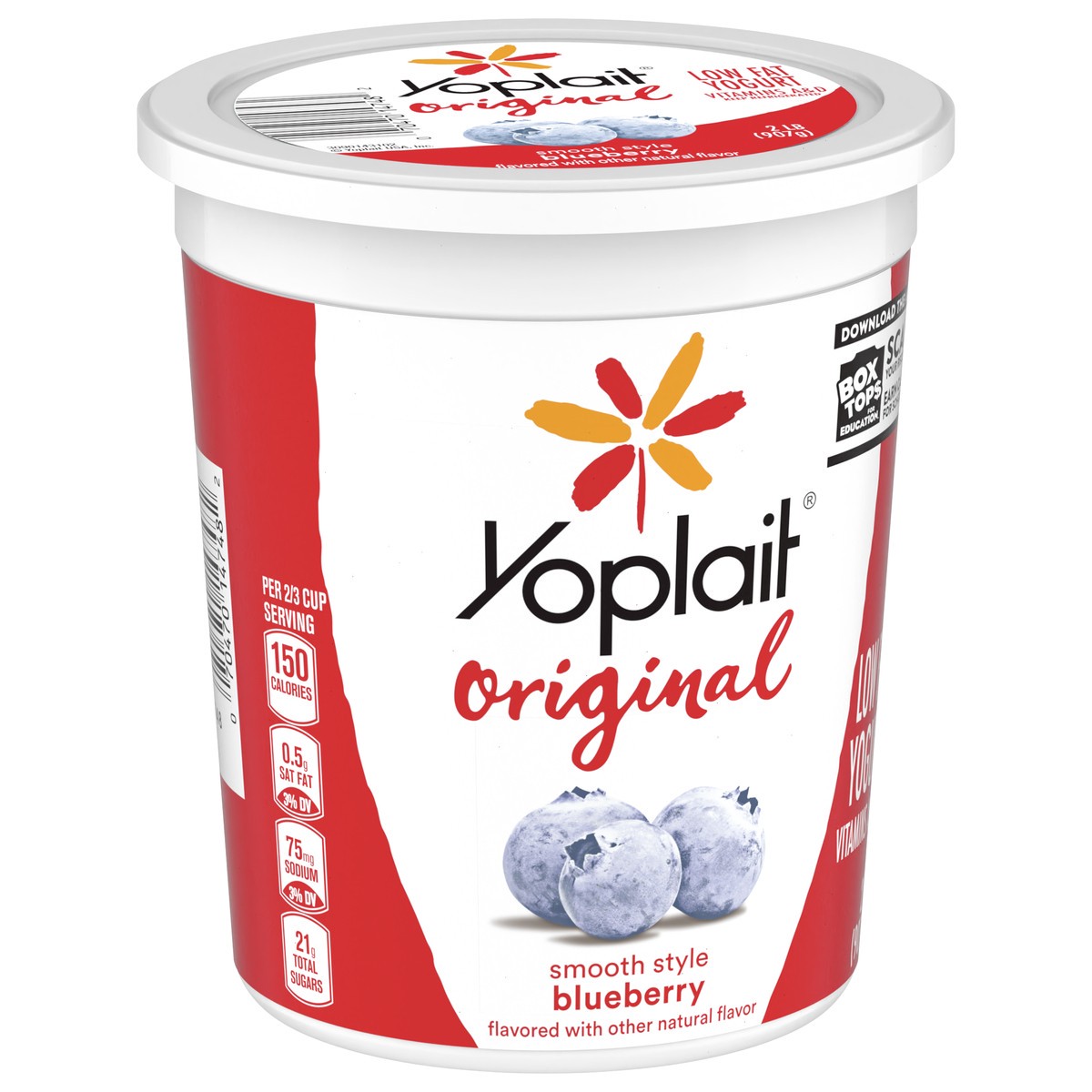 slide 4 of 9, Yoplait Original Smooth Style Blueberry Flavored Low Fat Yogurt, 32 OZ, 2 lb