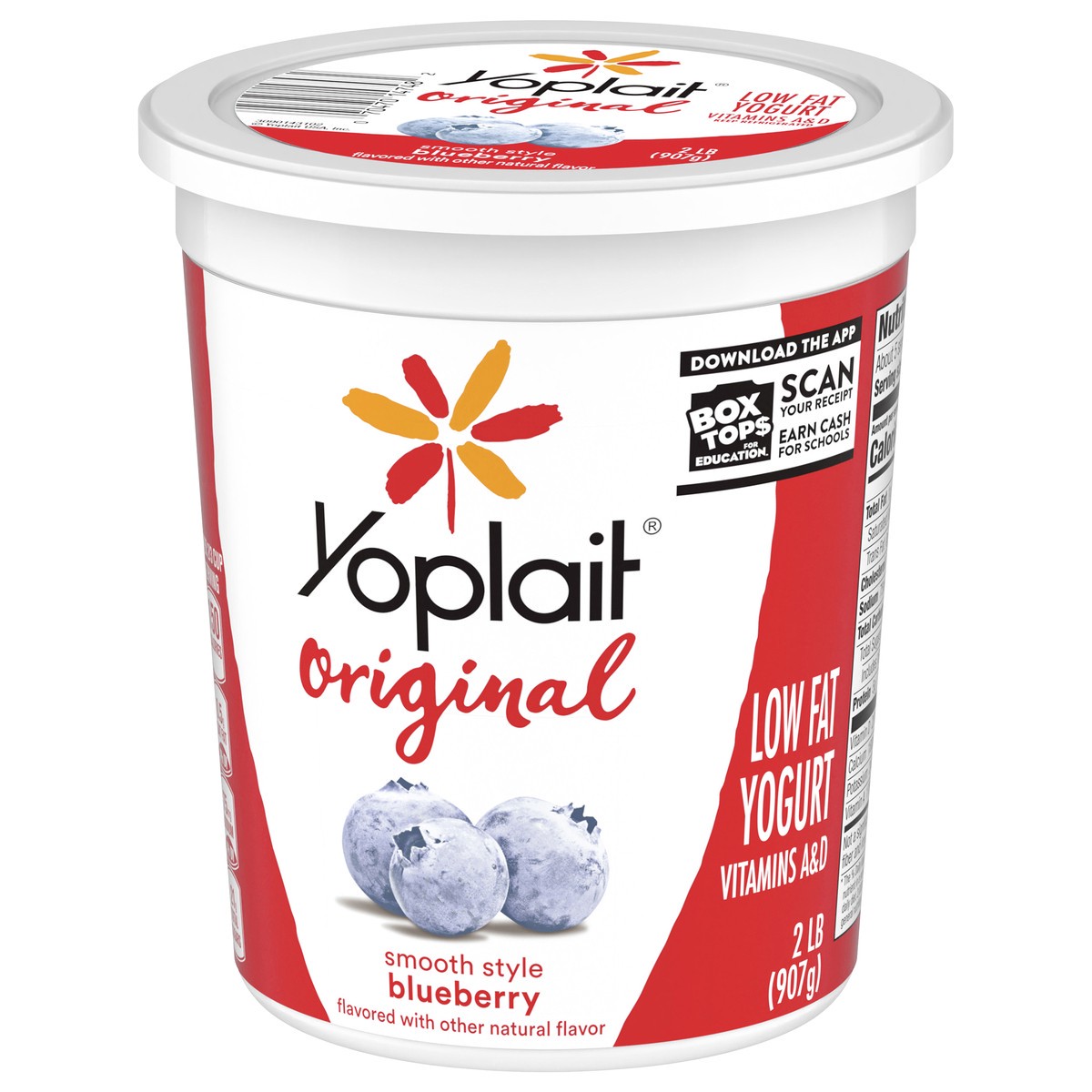 slide 2 of 9, Yoplait Original Smooth Style Blueberry Flavored Low Fat Yogurt, 32 OZ, 2 lb