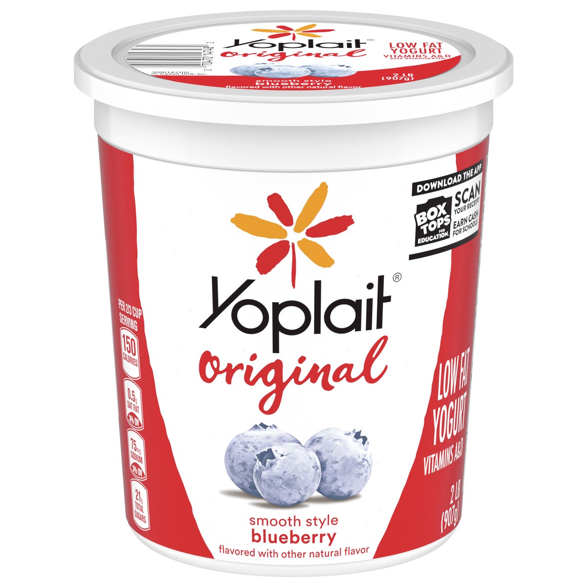 slide 1 of 9, Yoplait Original Smooth Style Blueberry Flavored Low Fat Yogurt, 32 OZ, 2 lb
