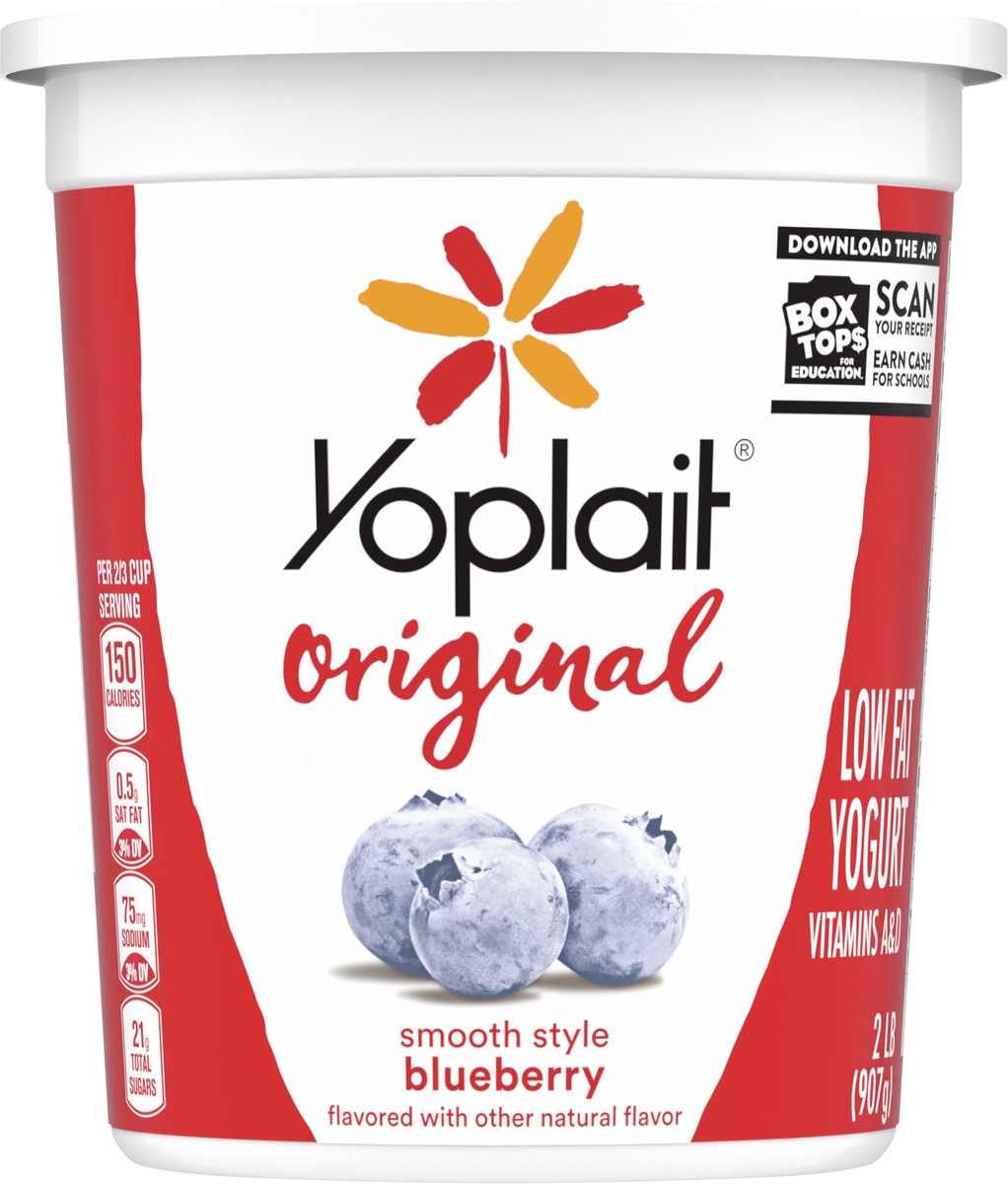 slide 5 of 9, Yoplait Original Smooth Style Blueberry Flavored Low Fat Yogurt, 32 OZ, 2 lb