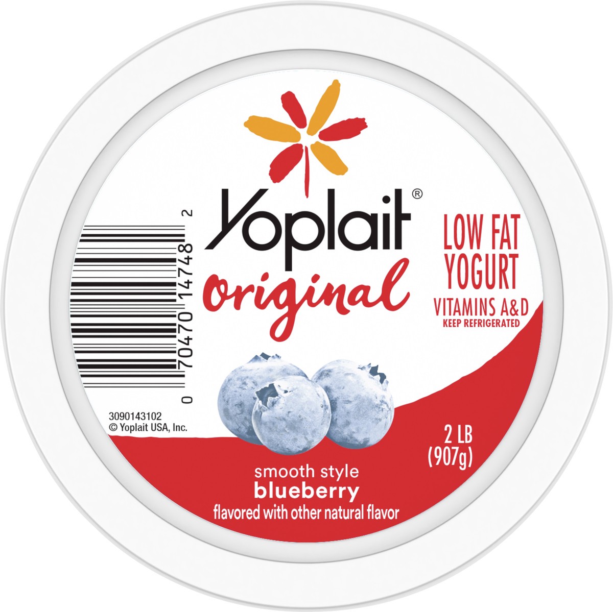 slide 5 of 9, Yoplait Original Smooth Style Blueberry Flavored Low Fat Yogurt, 32 OZ, 2 lb