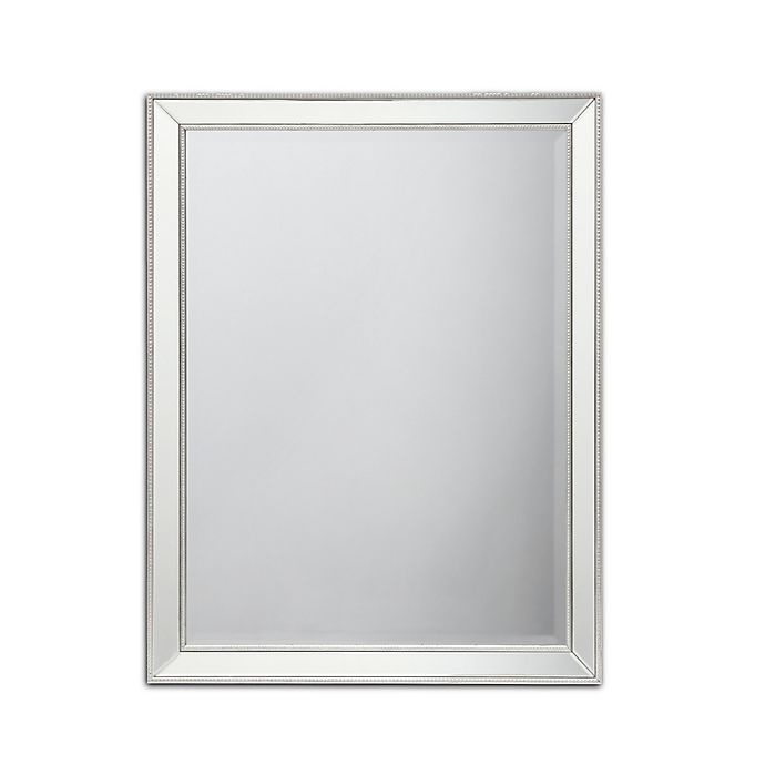 slide 1 of 4, W Home Beaded Mirrored Frame Wall Mirror, 36 in x 28 in