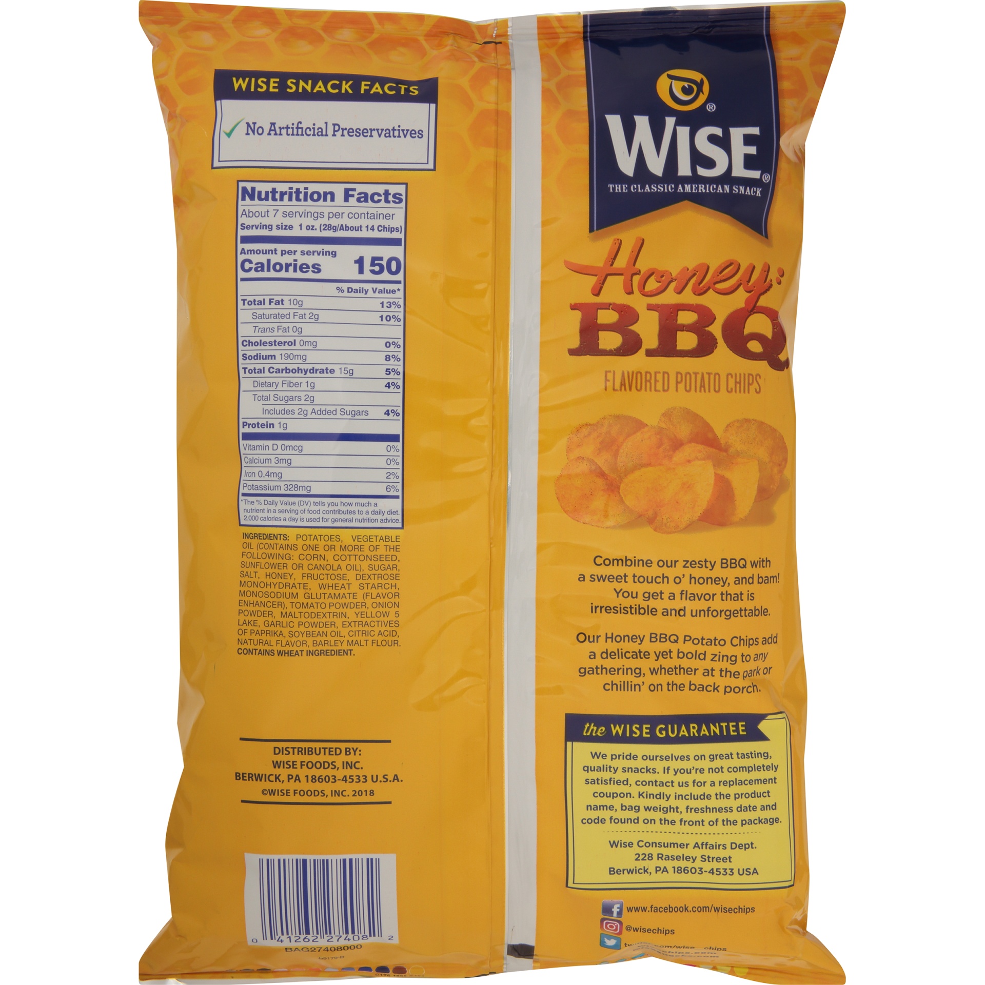 slide 4 of 6, Wise Honey Bbq Chip, 6.5 oz