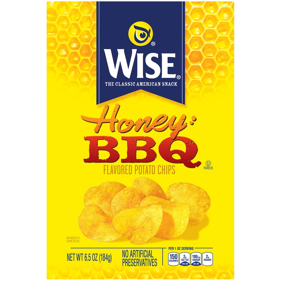 slide 1 of 6, Wise Honey Bbq Chip, 6.5 oz