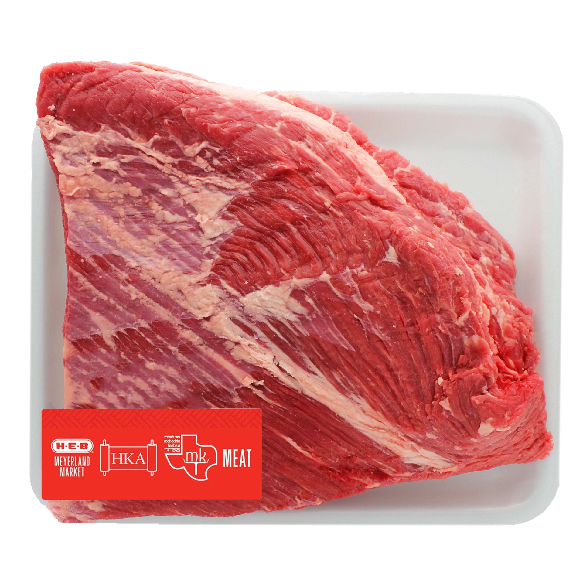 slide 1 of 1, H-E-B Kosher Beef Brisket Second Cut Vacuum Packaged, per lb