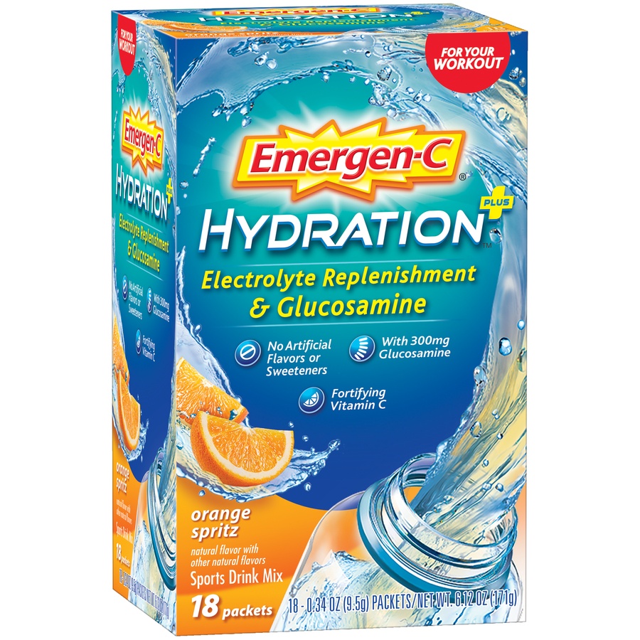 slide 2 of 8, Emergen-C Hydration Dietary Supplement Drink Mix - Orange Spritz, 18 ct