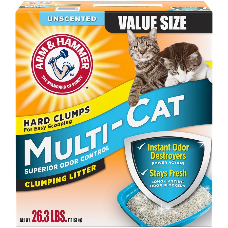 slide 1 of 1, ARM & HAMMER Unscented Cat Litter, Multi-Cat, 26.3 lb