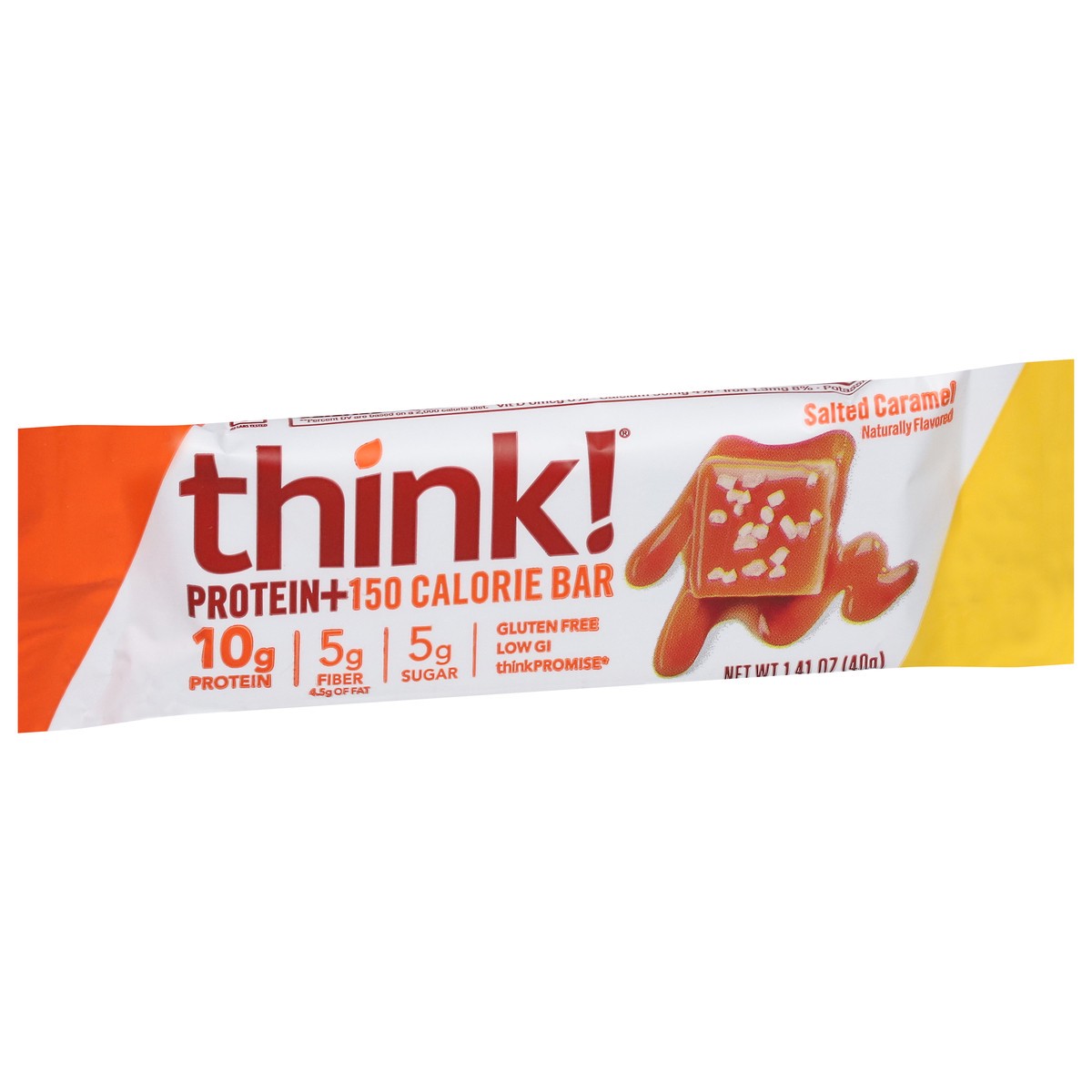 slide 2 of 13, think! thinkThin Salted Caramel Lean Protein & Fiber Bar, 1.41 oz