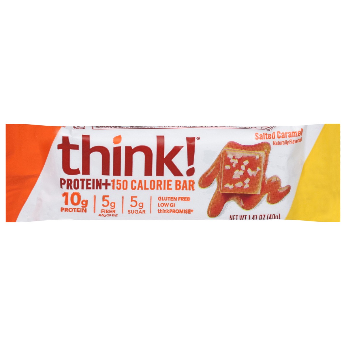 slide 9 of 13, think! thinkThin Salted Caramel Lean Protein & Fiber Bar, 1.41 oz