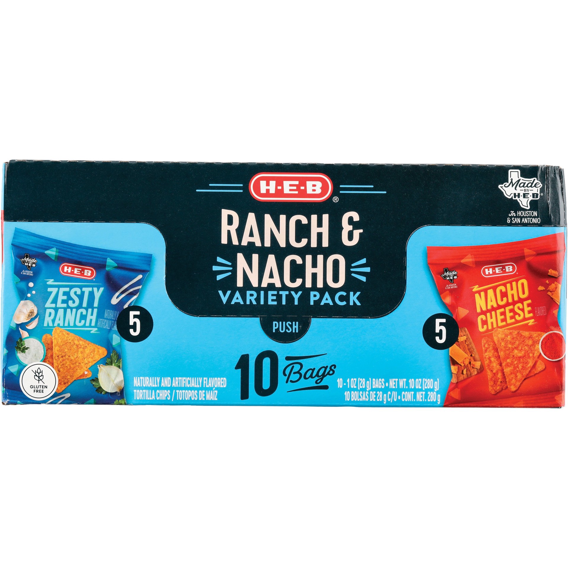 slide 1 of 1, H-E-B Select Ingredients Nacho & Ranch Chip Variety Pack 1 oz Bags, 10 ct