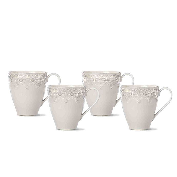 slide 1 of 1, Lenox Chelse Muse Fleur Grey Mugs, 4 ct