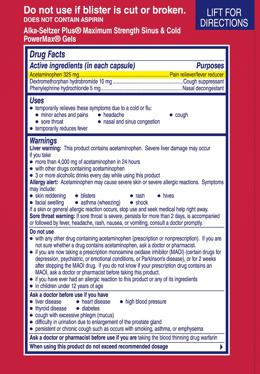 slide 4 of 8, Alka-Seltzer Plus Sinus Cold Powermax Gels, 24 ct