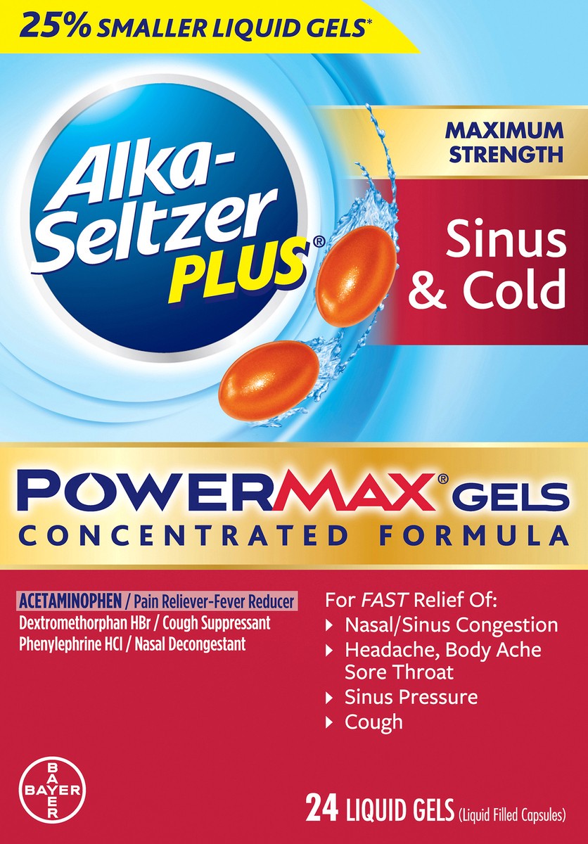 slide 5 of 8, Alka-Seltzer Plus Sinus Cold Powermax Gels, 24 ct