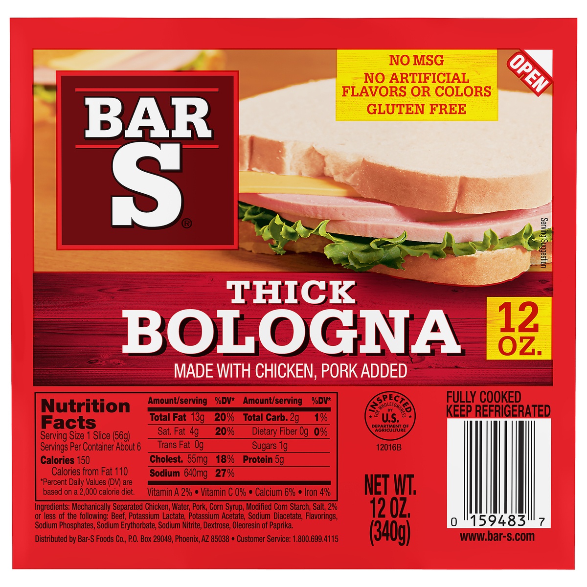 slide 1 of 10, Bar-S Thick Bologna, 12 oz