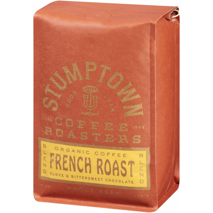 slide 2 of 6, Stumptown Coffee French Roast Blend Clove & Bittersweet Chocolate Organic Whole Bean Coffee 12 oz. Stand Up Bag, 12 oz