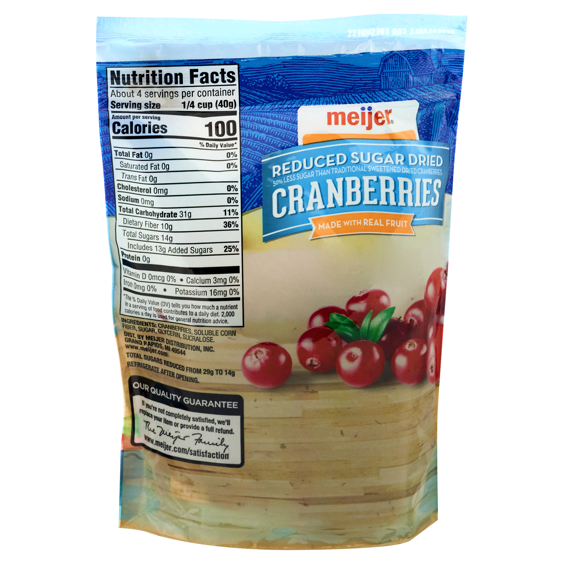 slide 5 of 5, Meijer Reduced Sugar Dried Cranberries, 6 oz