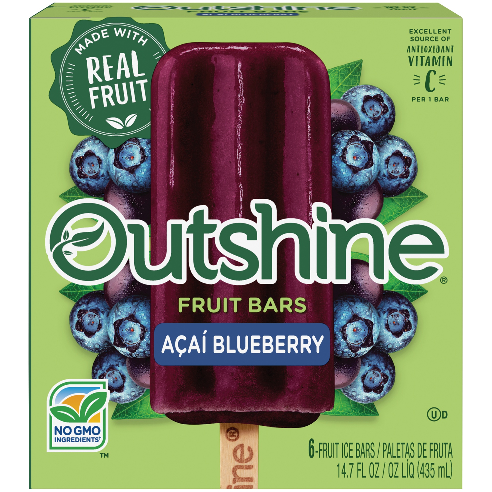 slide 1 of 7, Outshine Acai Blueberry Fruit Bars, 6 ct
