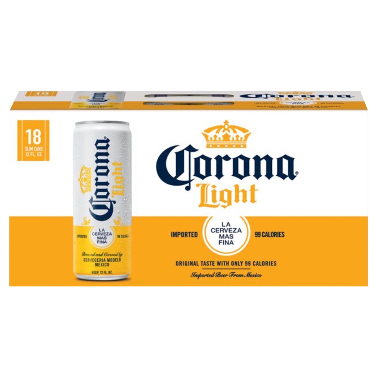 slide 1 of 4, Corona Light Mexican Beer, 18 pk 12 fl oz Cans, 4.0% ABV, 12 oz