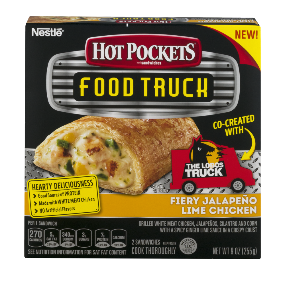 slide 1 of 1, Hot Pockets Food Truck Sandwiches, Fiery Jalapeno Lime Chicken, 9 oz