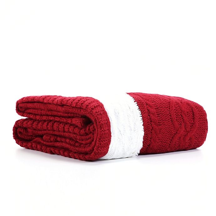 slide 1 of 1, Berkshire Blanket Sweaterknit Reversible Faux Fur Throw Blanket - Claret, 1 ct