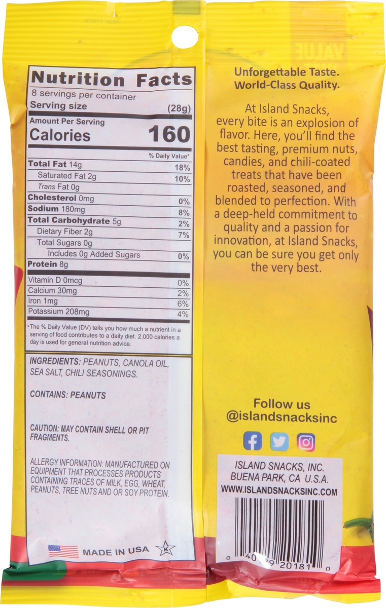 slide 10 of 14, Island Snacks Hot & Spicy Peanuts 7.5 oz, 7.5 oz