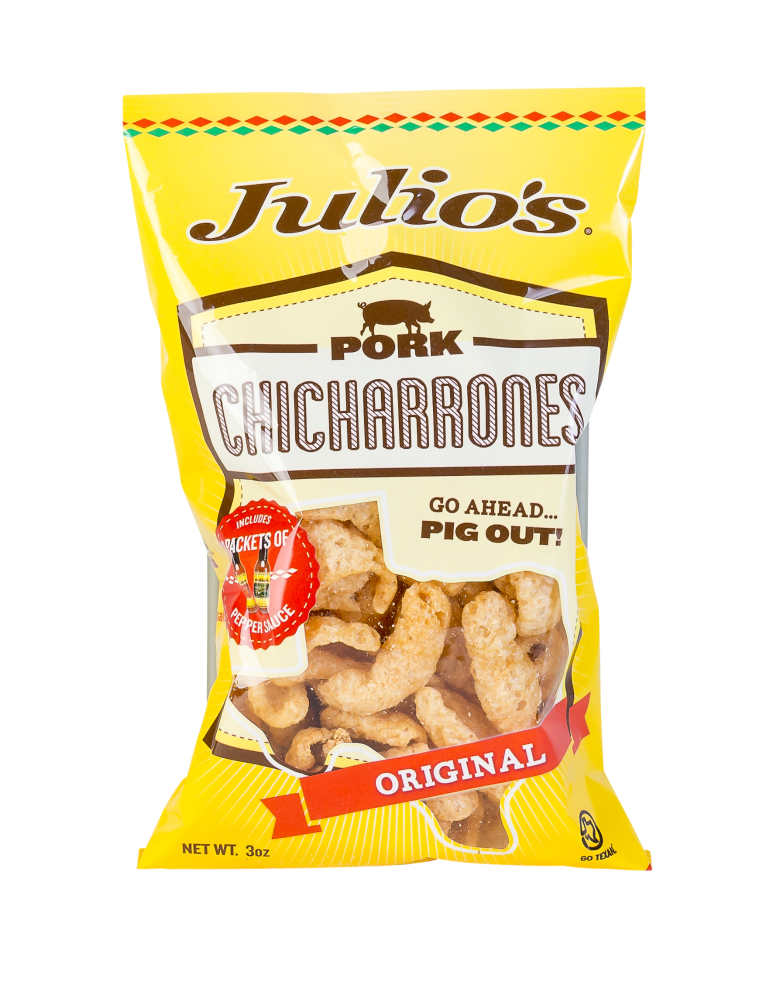 slide 1 of 1, Julio's Original Chicharrones, 3 oz