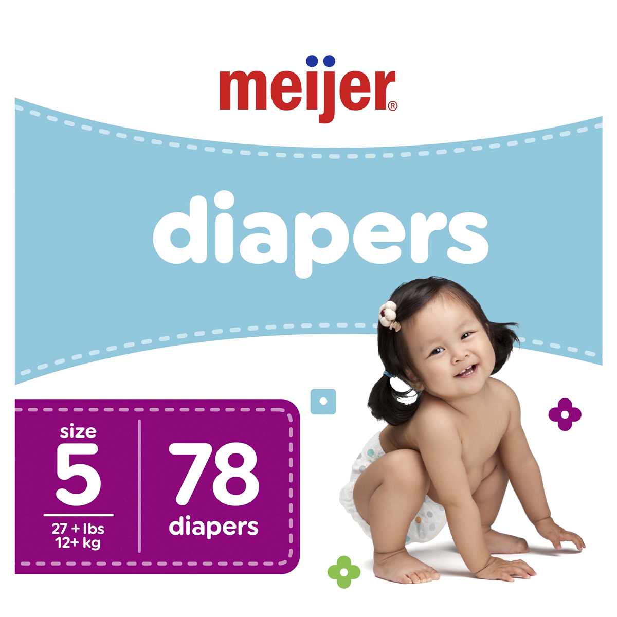 slide 1 of 29, Meijer Baby Diapers & Over, Size 5, 27 lb, 78 ct