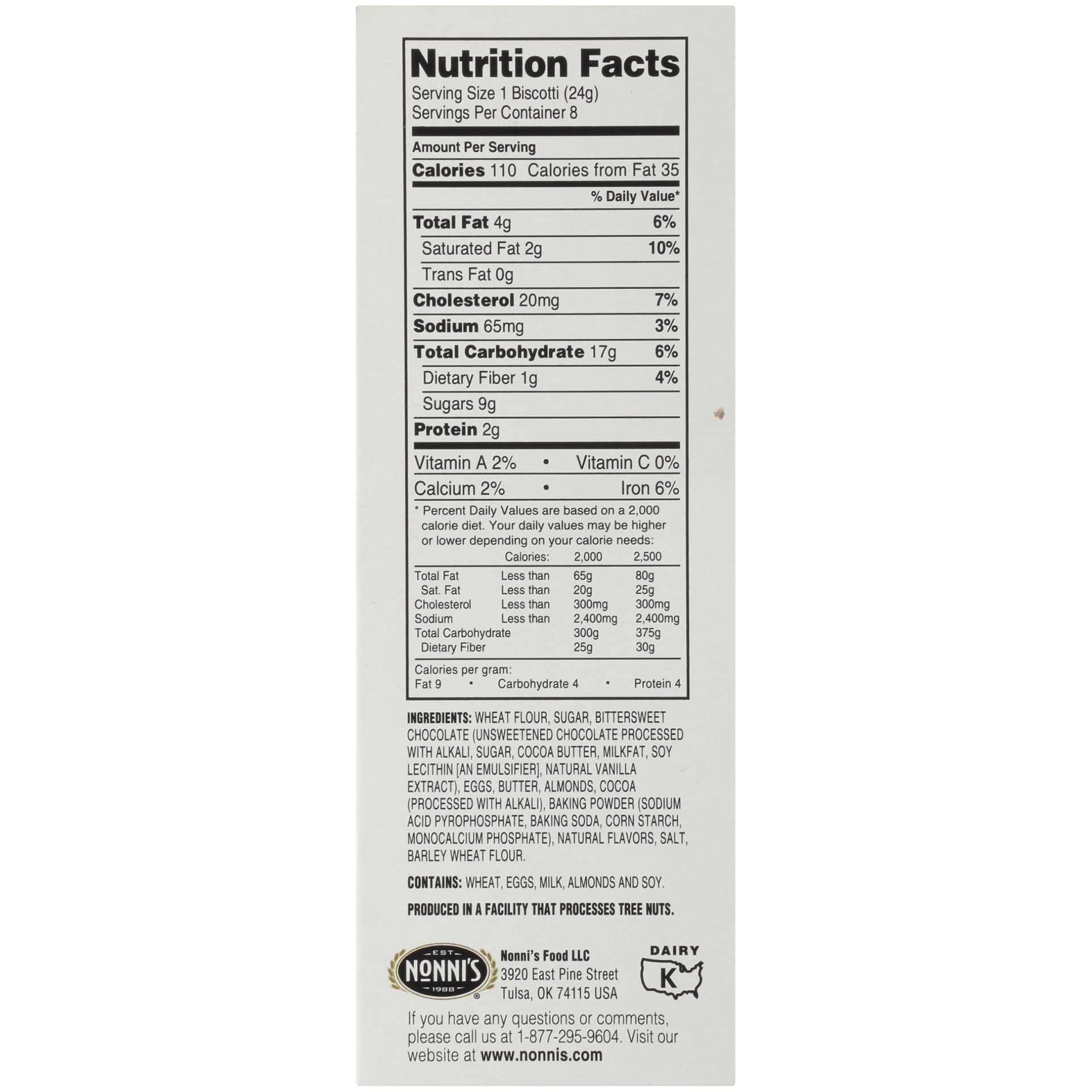 slide 7 of 15, Nonni's Cioccolati Biscotti, 8-count carton 6.88 oz, 8 ct