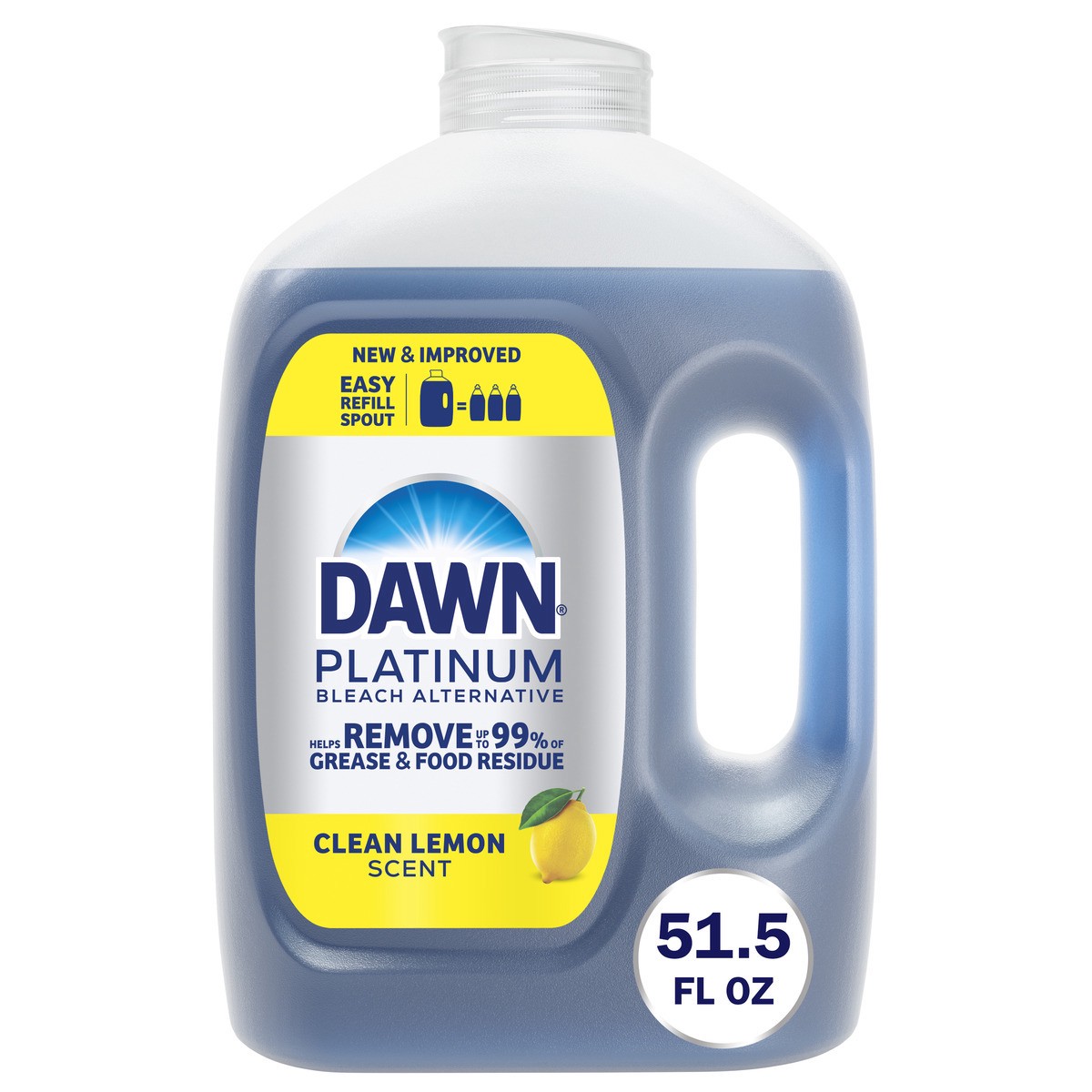 slide 1 of 10, Dawn Platinum Dish Soap Refill Size - Clean Lemon, 54.8 oz