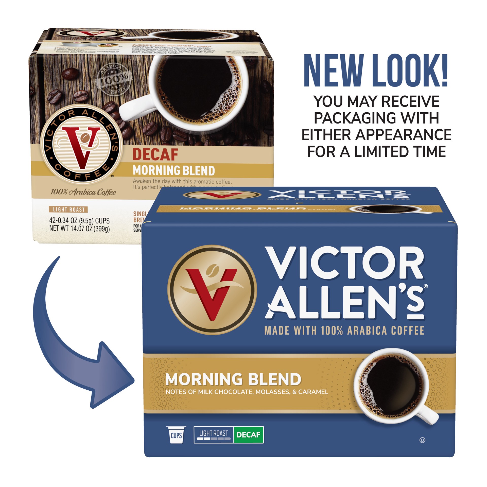 slide 2 of 5, Victor Allen's Coffee Decaf Morning Blend, Light Roast, , Single Serve Coffee Pods for Keurig K-Cup Brewers - 42 ct, 42 ct