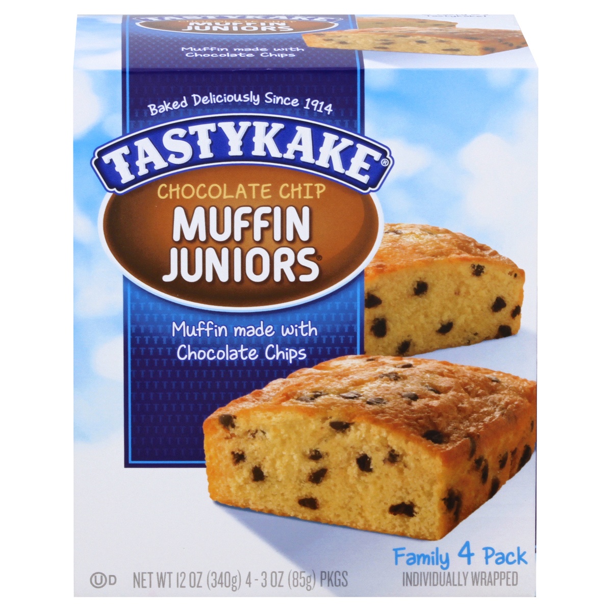 slide 1 of 1, Tastykake Muffin, Chocolate Chip, Juniors, Family Pack, 12 oz