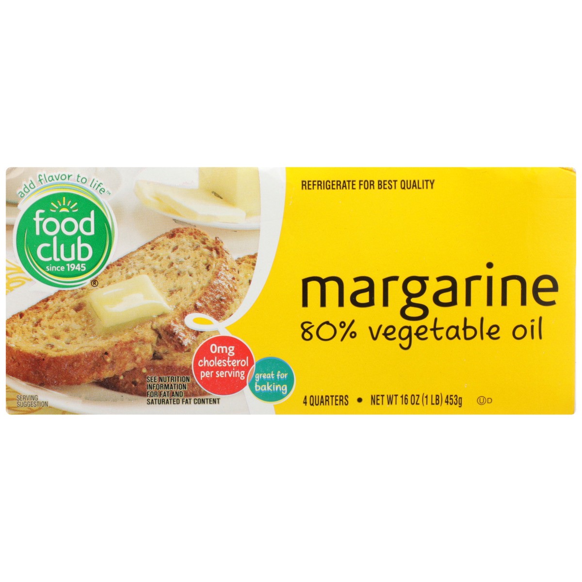 slide 8 of 9, Food Club Margarine 80% Vegetable Oil, 16 oz