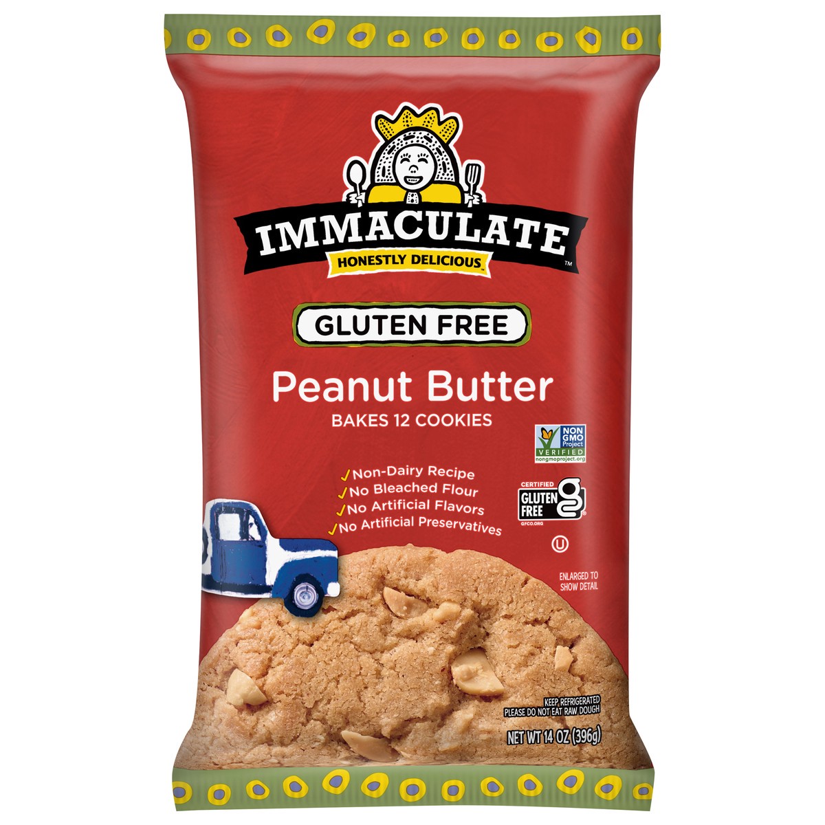 slide 1 of 14, Immaculate Baking, Peanut Butter Cookie Dough, Gluten Free, 12 Cookies, 12 ct; 14 oz