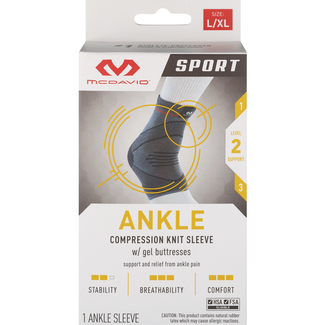 slide 1 of 1, Ankle Knit Sleeve With Gel L/Xl, 1 ct