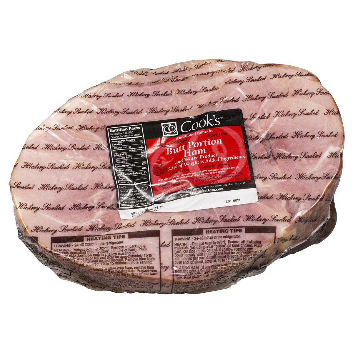 slide 1 of 1, Cook's Ham Butt Portion, Bone-In, Fully Cooked, per lb