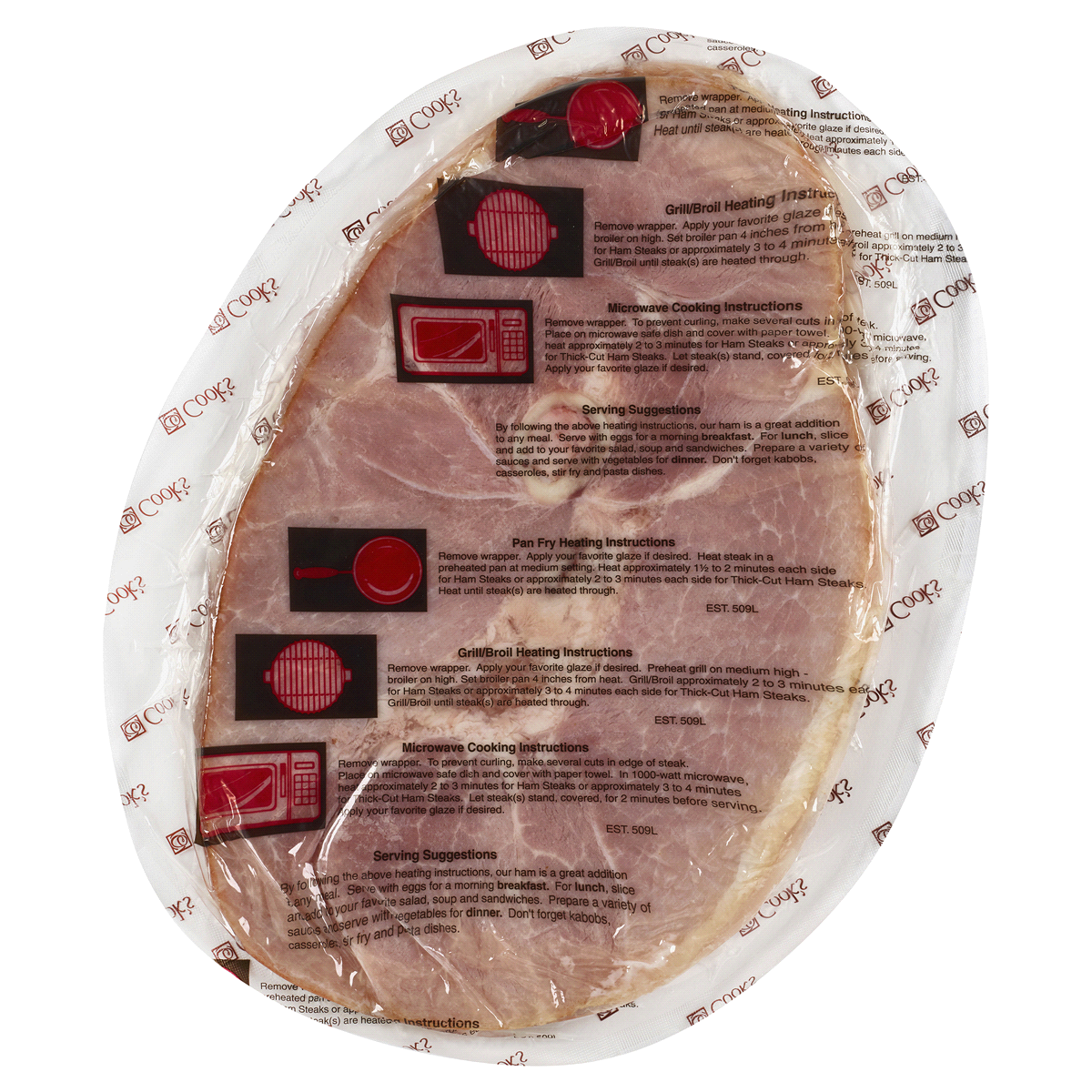 slide 5 of 5, Cooks Ham Steak, Sliced, Bone-In, Fully Cooked, per lb