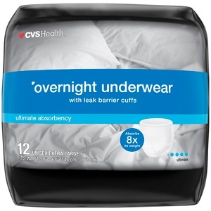 slide 1 of 1, CVS Health Adult Overnight Underwear, X-Large, 12 ct