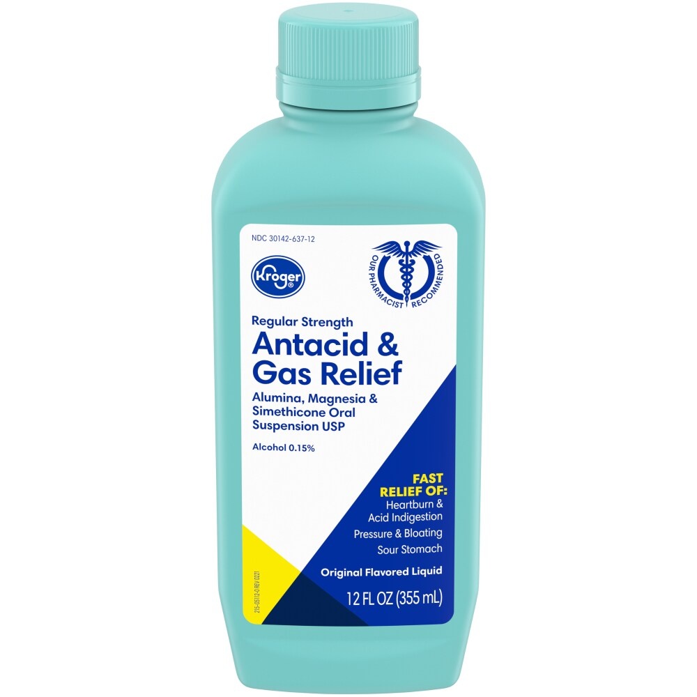 slide 1 of 2, Kroger Regular Strength Antacid And Gas Relief Liquid, 12 fl oz