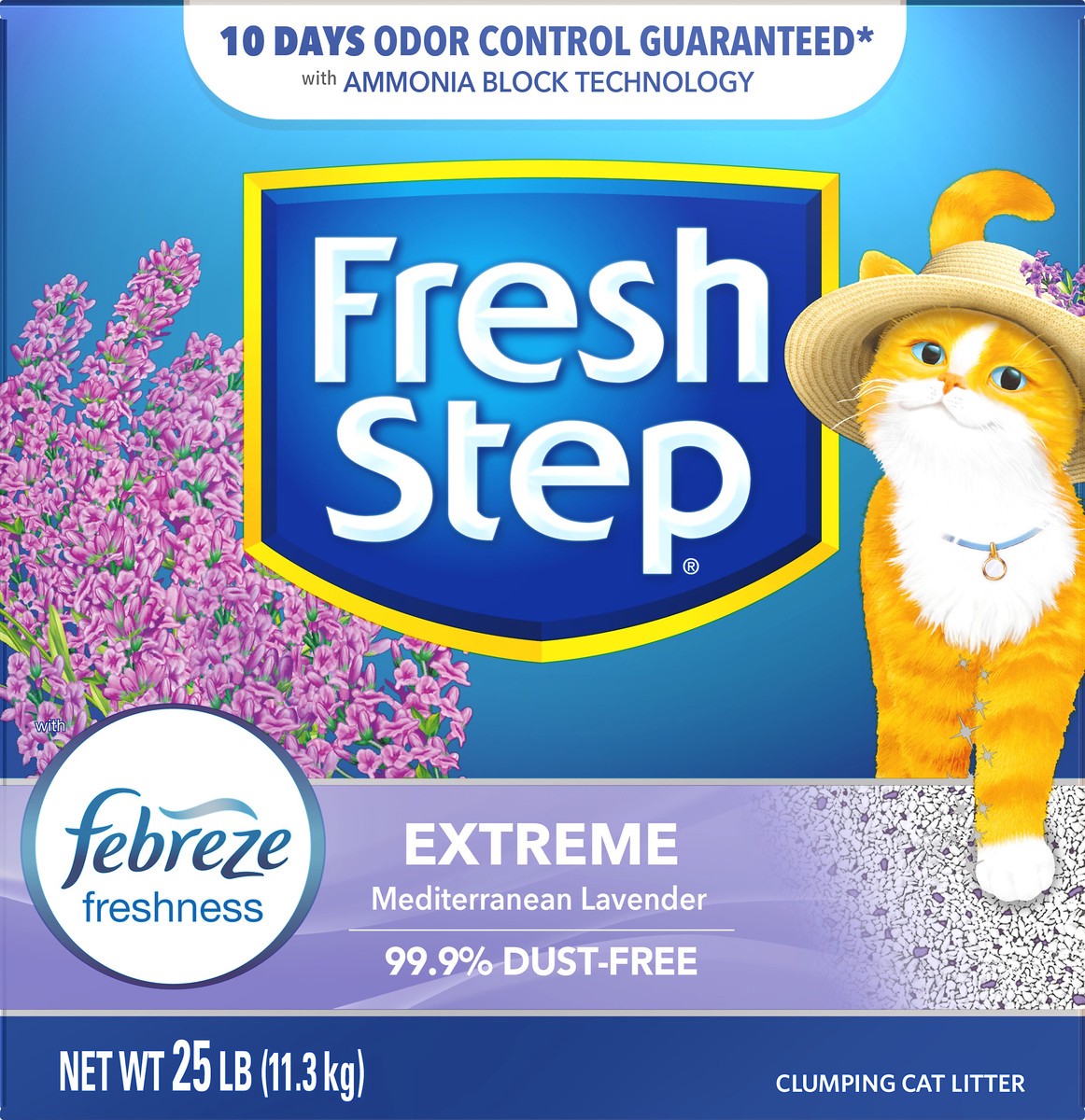 slide 6 of 8, Fresh Step Extreme Mediterranean Lavender Clumping Cat Litter 25 lb, 25 lb