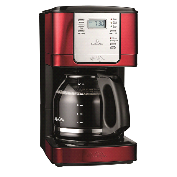 slide 1 of 1, Mr. Coffee 12-Cup Coffeemaker - Metallic Red, 1 ct