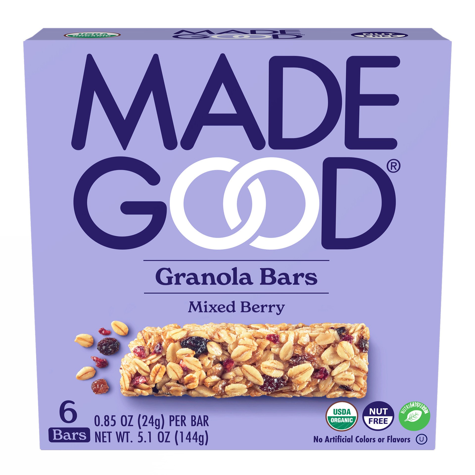 slide 1 of 10, MadeGood Mixed Berry Granola Bars 6pk, 6 ct