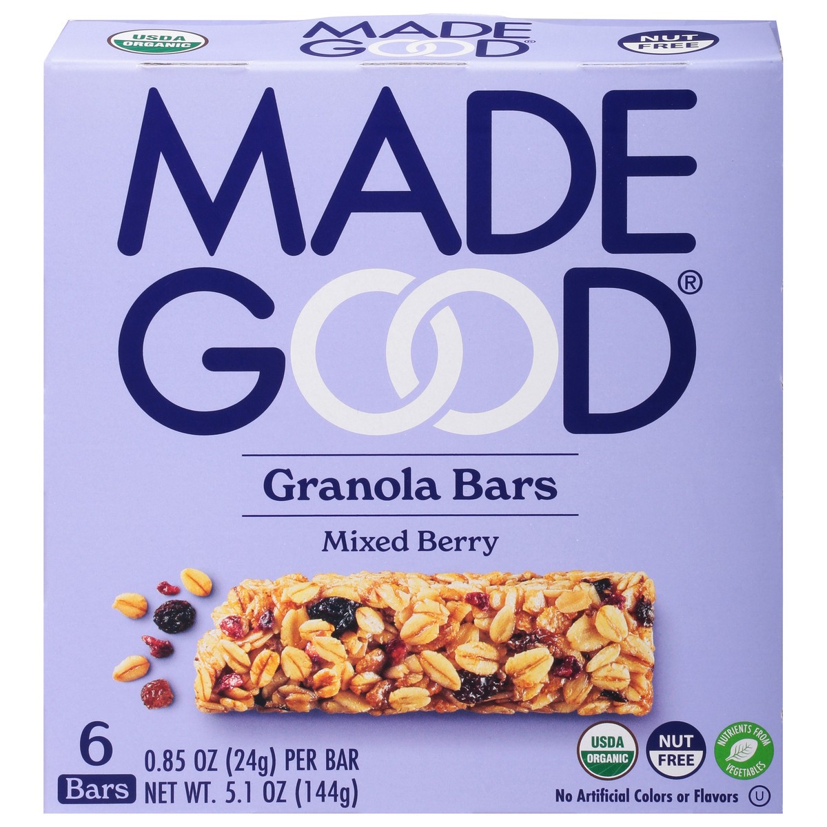 slide 1 of 10, MadeGood Mixed Berry Granola Bars 6 - 0.85 oz Bars, 5.1 oz