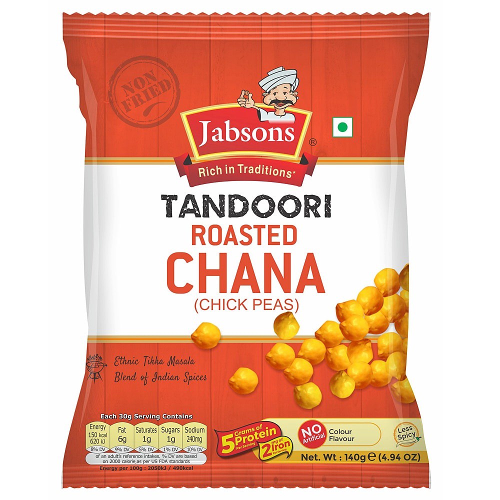 slide 1 of 1, Jabsons Tandoori Roasted Chana Chick Peas, 4.94 oz