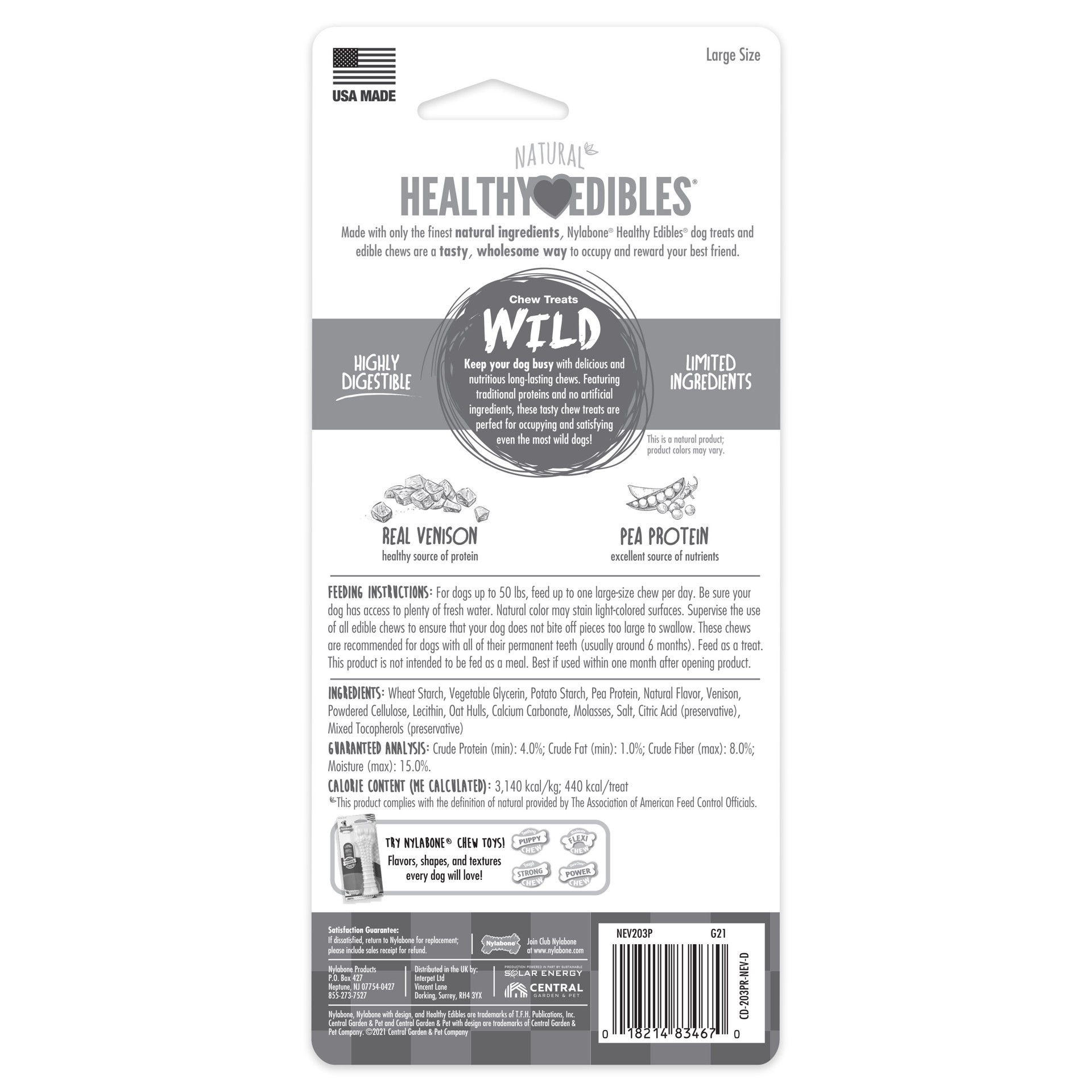 slide 9 of 10, Nylabone H E Wild Venison Lg, 1 ct