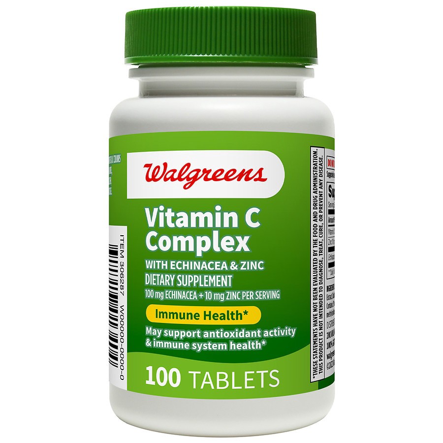 slide 1 of 1, Walgreens Vitamin C Complex with Echinacea & Zinc, 100 ct