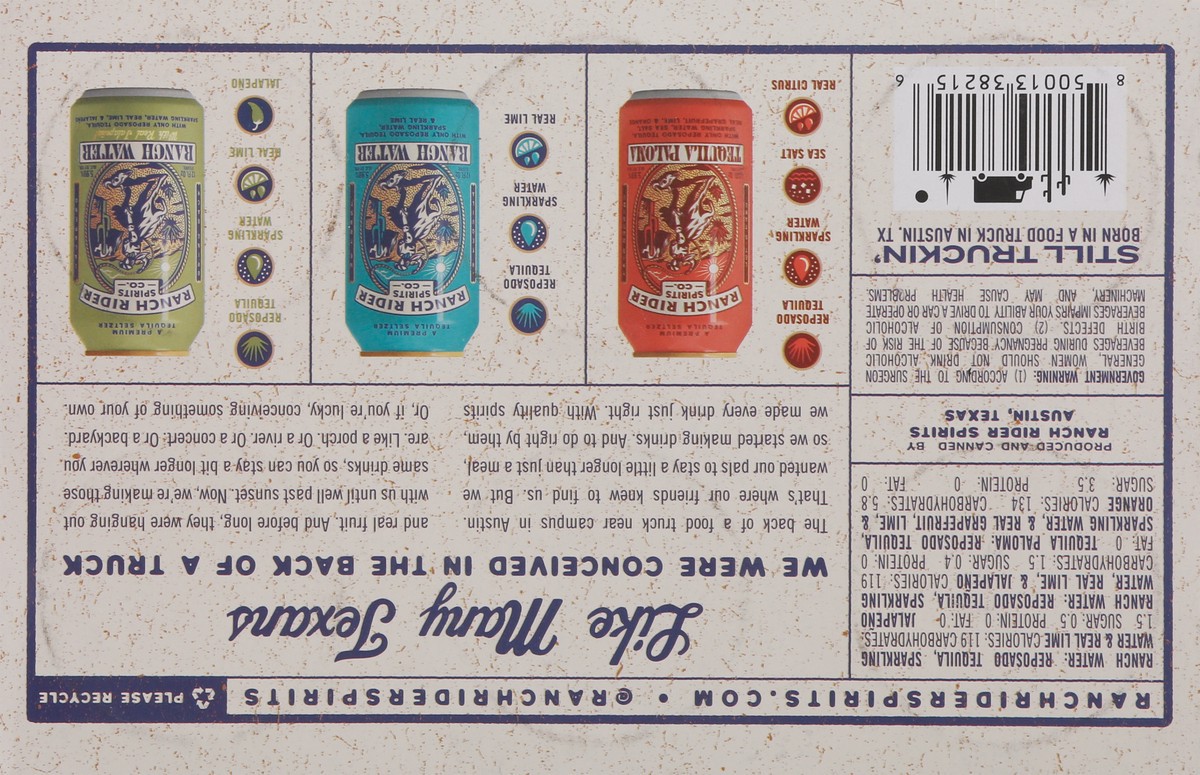 slide 5 of 13, Ranch Rider Spirits Co. Tequila Pack Seltzer 6 - 12 fl oz Cans, 