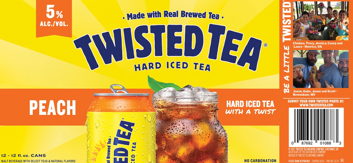 slide 3 of 7, Twisted Tea Peach, Hard Iced Tea (12 fl. oz. Can, 12pk.), 12 ct; 12 oz